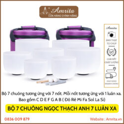 WHITE CRYSTAL SINGING BOWLS SET 7 CHAKRAS -7 jade bell notes -crystal bells -Crystal singing bowls-chakra bells- Amrita