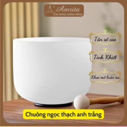 [Available] White translucent quartz swing bell - jade bell - crystal bell - Crystal Singing Bowl - Sound Healing - Amrita