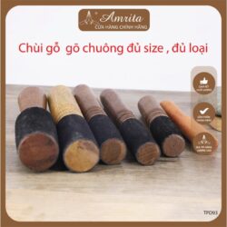 Nepalese bell stick - High quality leather covered wooden stick - singing bowl - Wooden cleaning stick for ringing bell - wooden gong for chanting - Amrita.vn