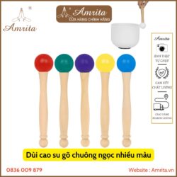 Round rubber bell mallet with multi-colored jade, quartz bell, rotating bell mallet, crystal bell mallet - Amrita